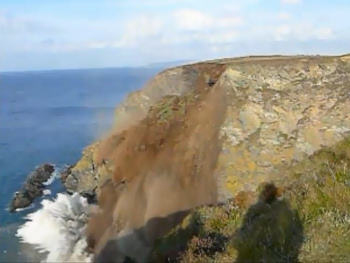 Cornish cliffs collapsing