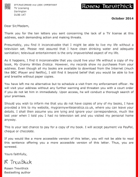 Letter to TV Licensing
