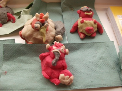 Salt clay trolls used to inspire a creative writing exercise