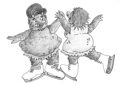 Wilfred Whiffwizard and Millicent Maggot figure skating.